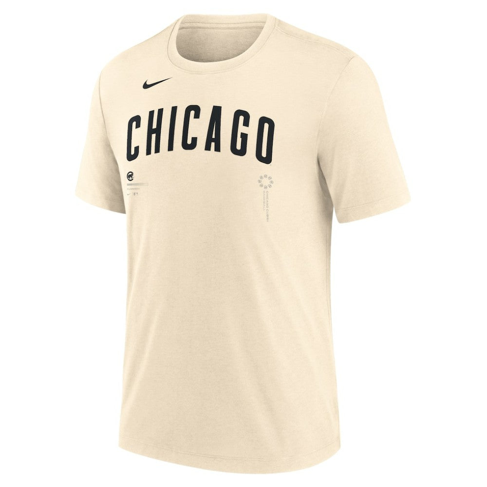 Chicago Cubs Nike Wordmark Tri-Blend T-Shirt - Natural T-shirts