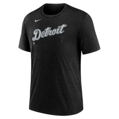Detroit Tigers Nike Wordmark Tri-Blend T-Shirt - Heather Black T-shirts