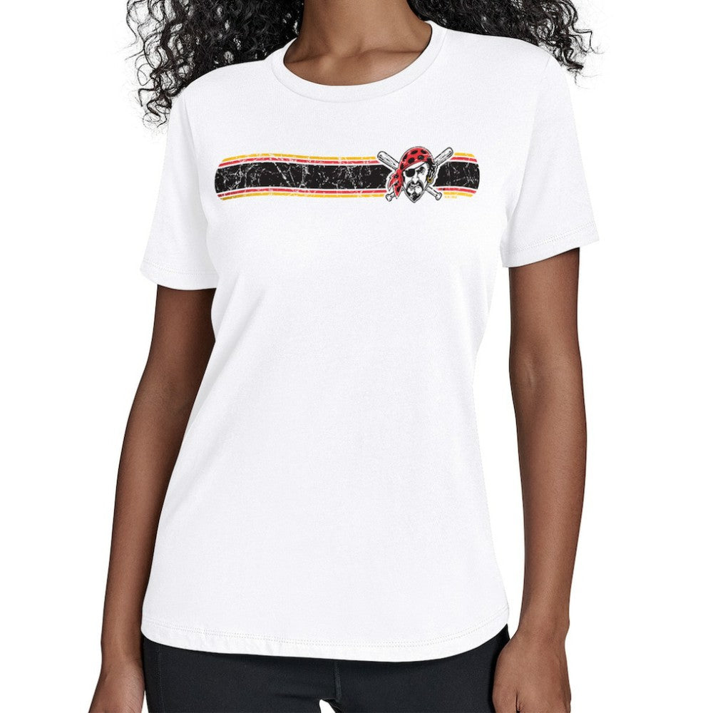 Pittsburgh Pirates Starter Women's Team Stripe T-Shirt - White T-shirts