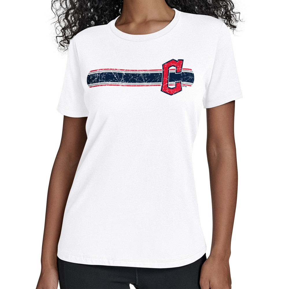 Cleveland Guardians Starter Women's Team Stripe T-Shirt - White T-shirts