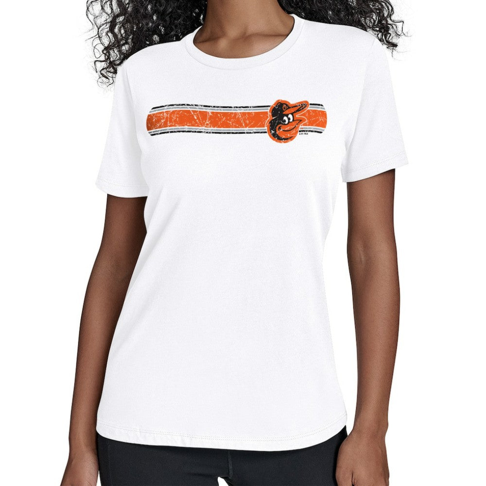 Baltimore Orioles Starter Women's Team Stripe T-Shirt - White T-shirts