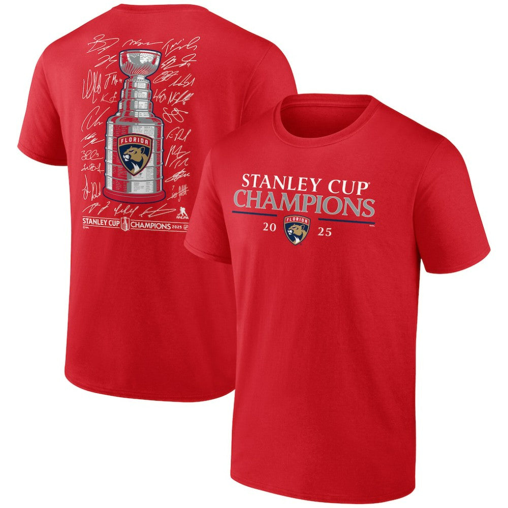 NHL Florida Panthers Fanatics 2025 Stanley Cup Champions Signature Roster T-Shirt - Red