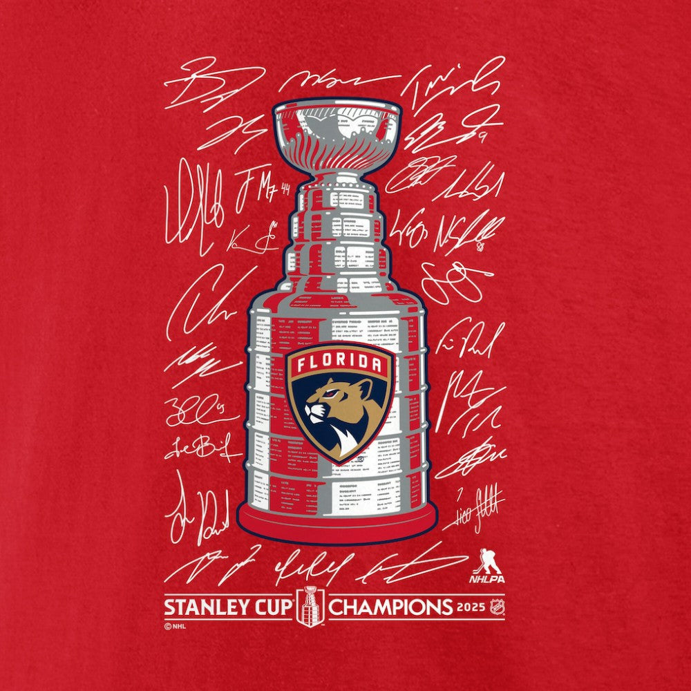 NHL Florida Panthers Fanatics 2025 Stanley Cup Champions Signature Roster T-Shirt - Red