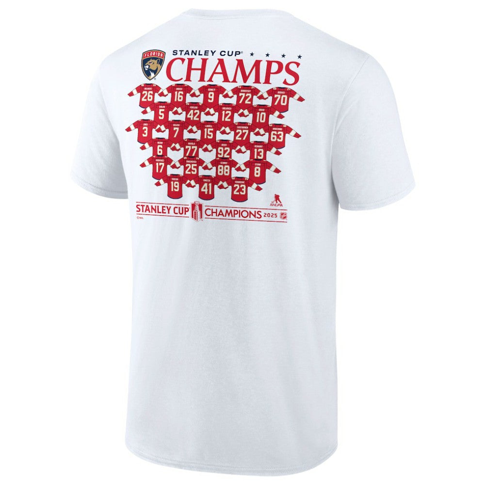 NHL Florida Panthers Fanatics 2025 Stanley Cup Champions Jersey Roster T-Shirt - White
