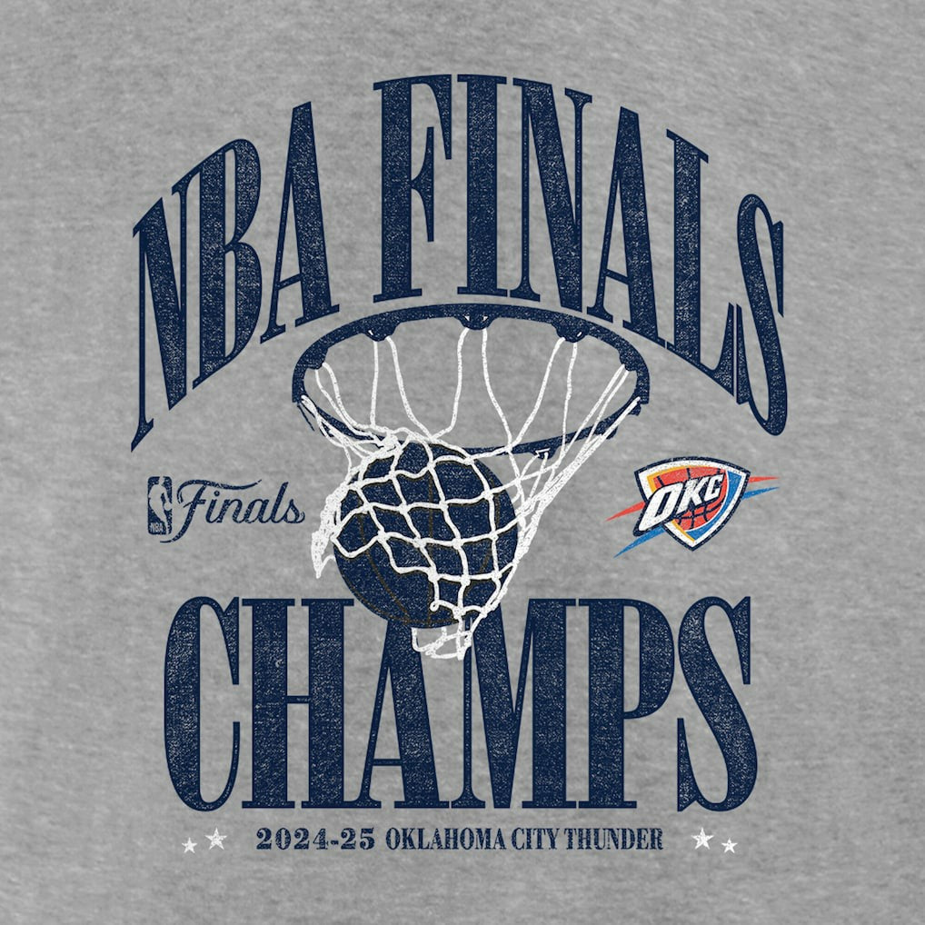 Oklahoma City Thunder 2025 NBA Finals Champions Fade Away Retro T-Shirt Steel