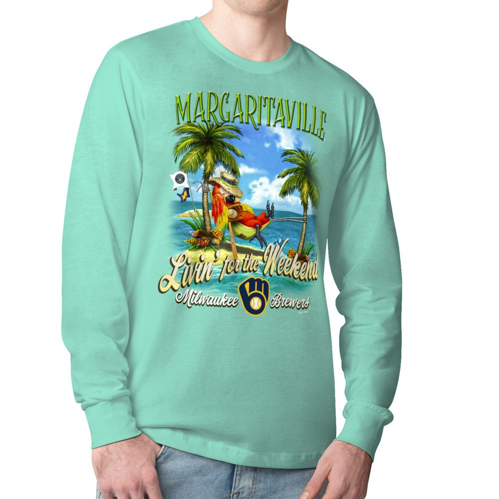 Milwaukee Brewers Margaritaville Livin' for the Weekend Long Sleeve T-Shirt - Mint T-shirts