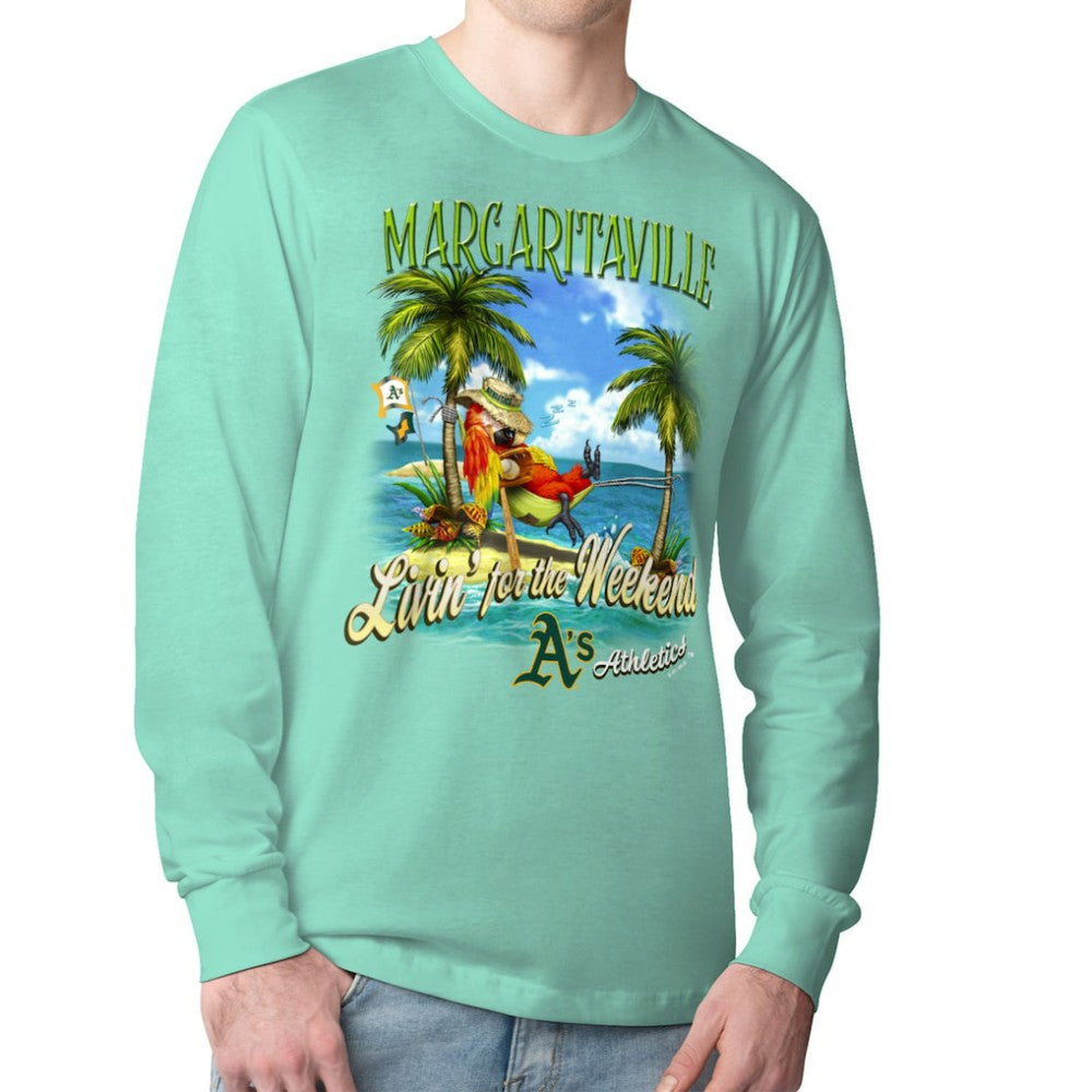 Athletics Margaritaville Livin' for the Weekend Long Sleeve T-Shirt - Mint T-shirts