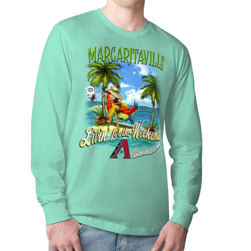 Arizona Diamondbacks Margaritaville Livin' for the Weekend Long Sleeve T-Shirt - Mint T-shirts