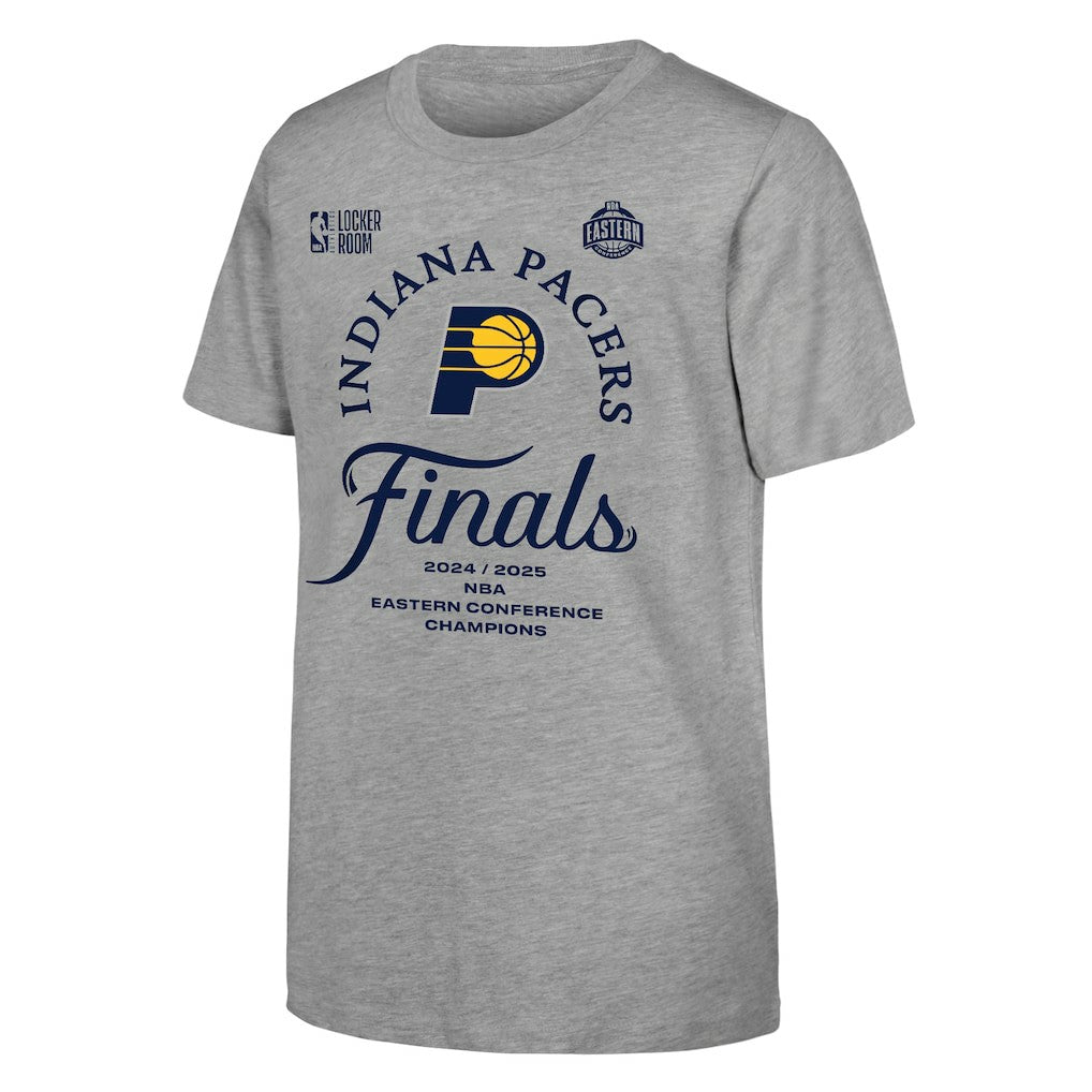 Indiana Pacers Youth Heather Gray 2025 Eastern Conference Champions Locker Room T-Shirt