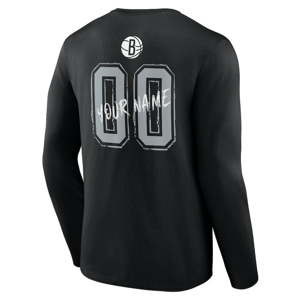 Brooklyn Nets Hustle Custom Long Sleeve T-Shirt Black
