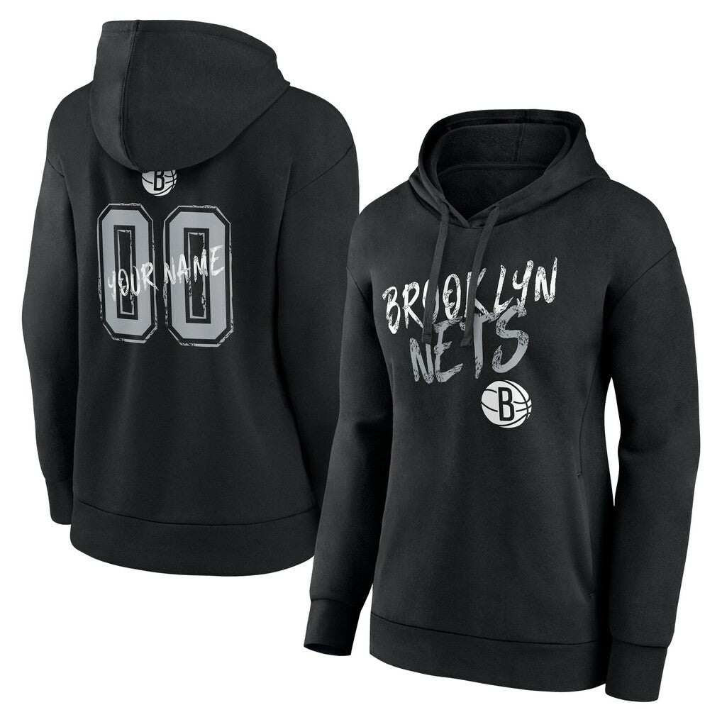Brooklyn Nets Women's Hustle Custom Pullover Hoodie Black