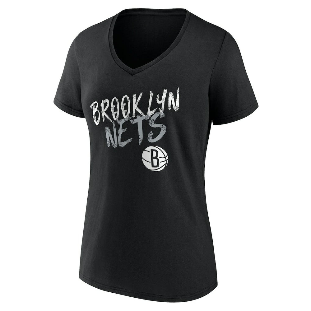 Brooklyn Nets Women's Hustle Custom V-Neck T-Shirt Black