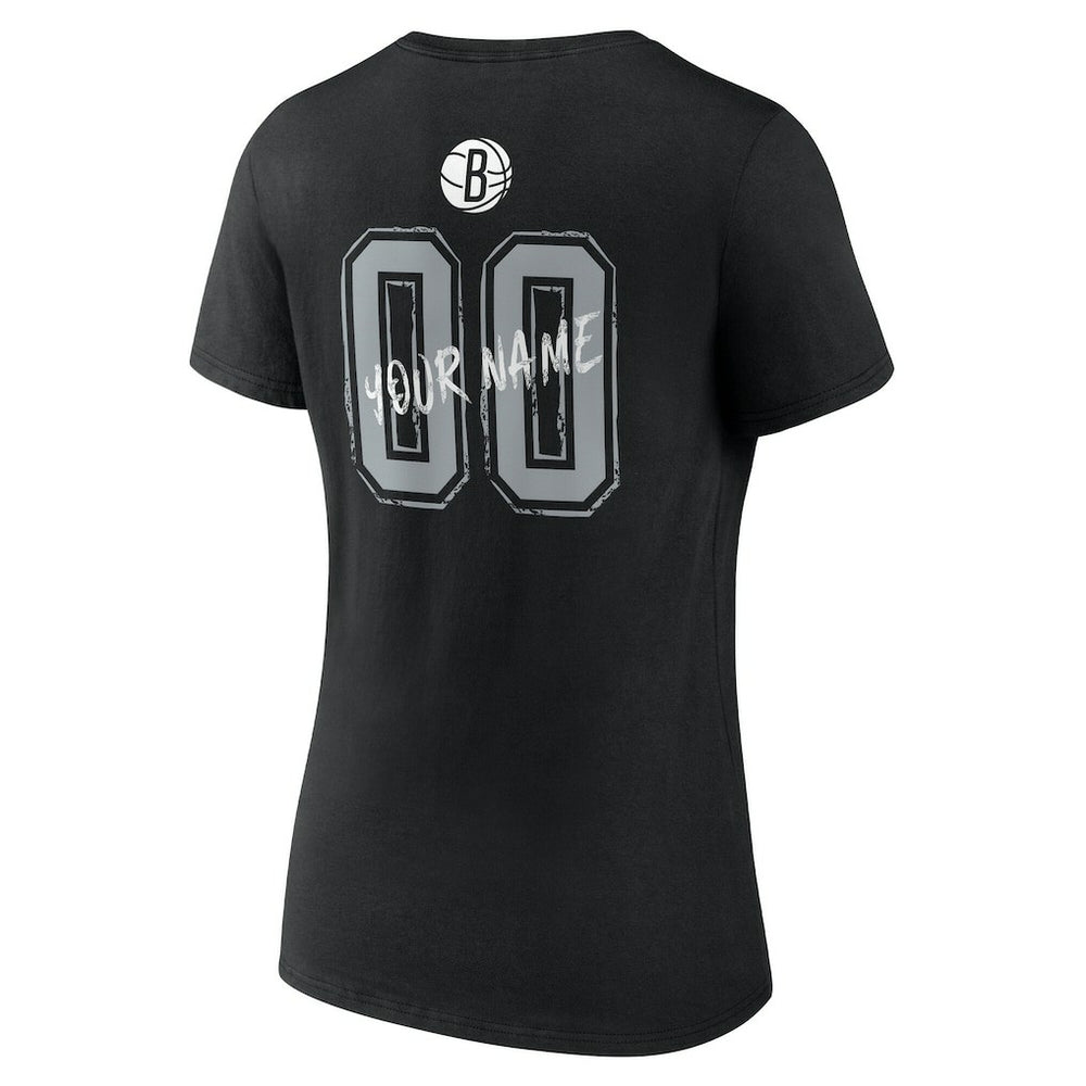 Brooklyn Nets Women's Hustle Custom V-Neck T-Shirt Black