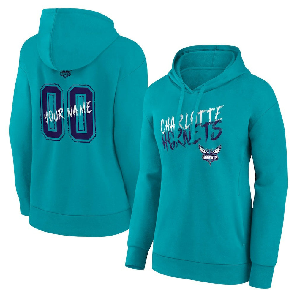 Charlotte Hornets Women's Hustle Custom Pullover Hoodie Teal