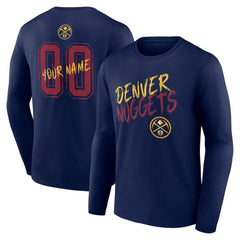 Denver Nuggets Hustle Custom Long Sleeve T-Shirt Navy