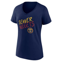 Denver Nuggets Women's Hustle Custom V-Neck T-Shirt Navy