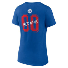 Detroit Pistons Women's Hustle Custom V-Neck T-Shirt Blue