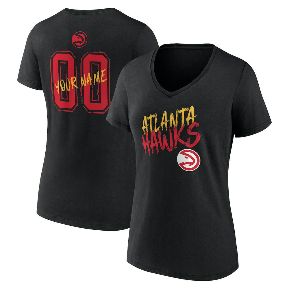Atlanta Hawks Women's Hustle Custom V-Neck T-Shirt Black