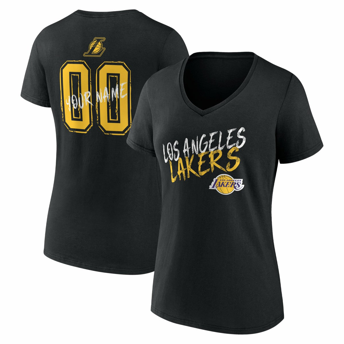 Los Angeles Lakers Women's Hustle Custom V-Neck T-Shirt Black