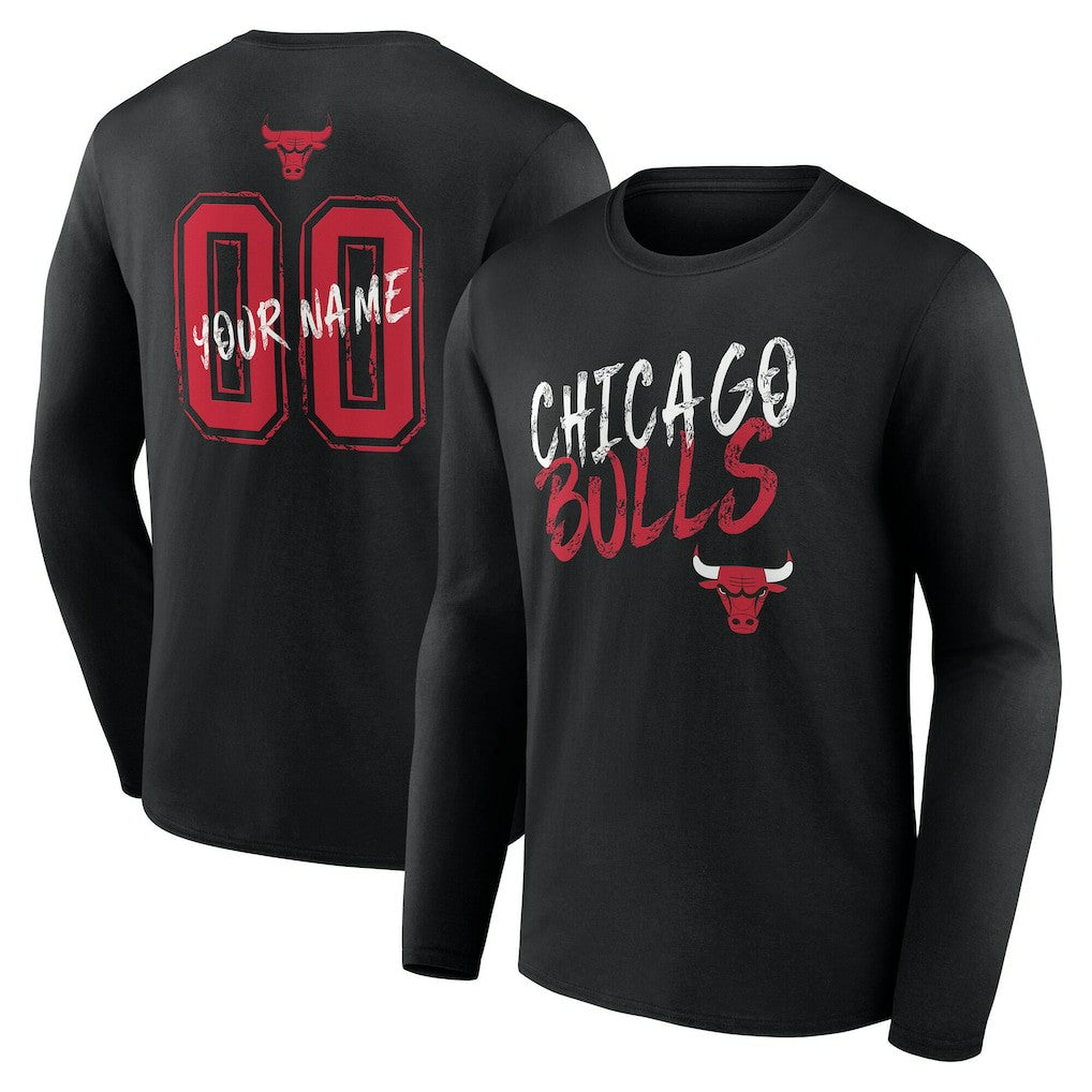 Chicago Bulls Hustle Custom Long Sleeve T-Shirt Black