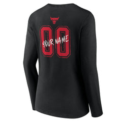 Chicago Bulls Women's Hustle Custom Long Sleeve V-Neck T-Shirt Black