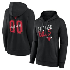 Chicago Bulls Women's Hustle Custom Pullover Hoodie Black