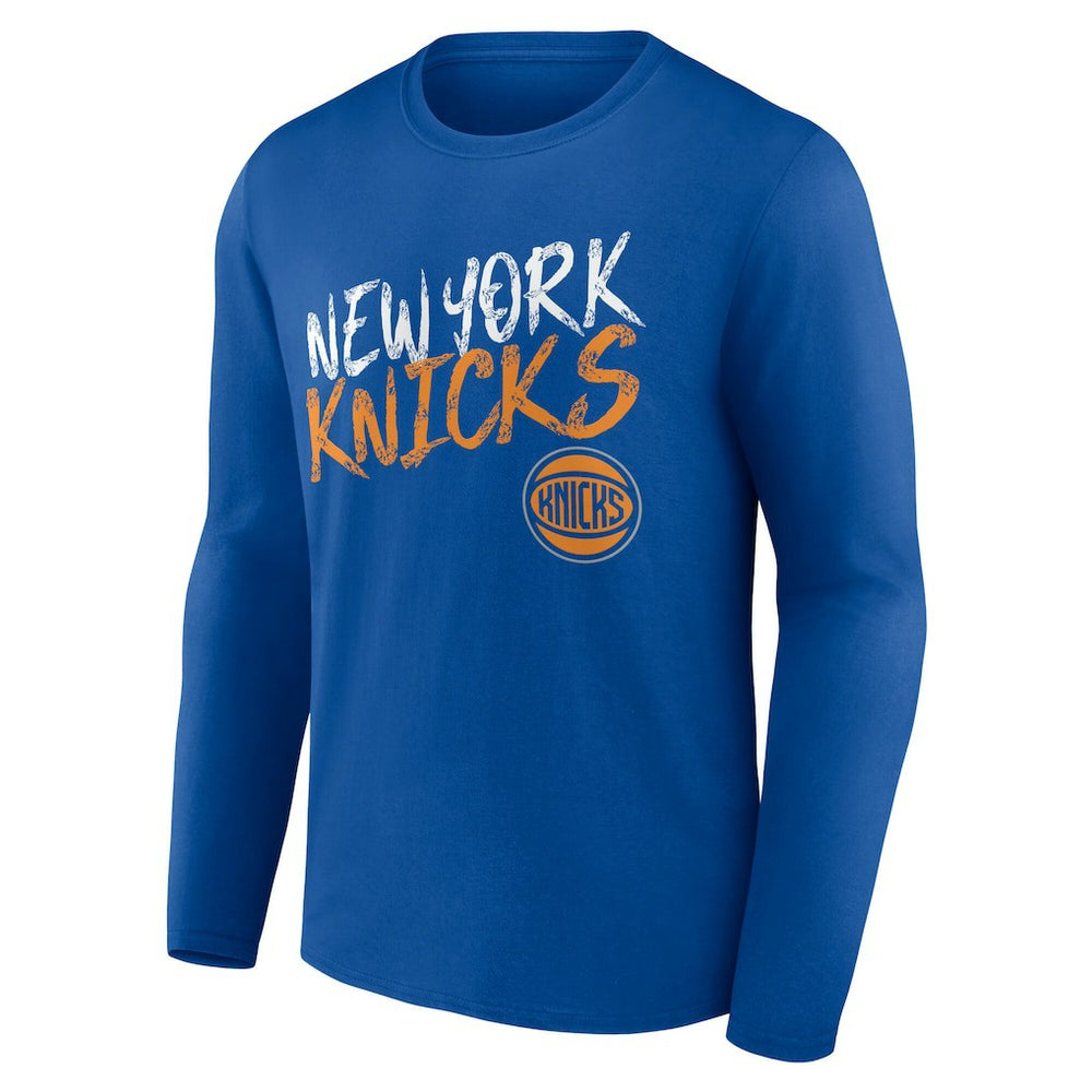 New York Knicks Hustle Custom Long Sleeve T-Shirt Blue