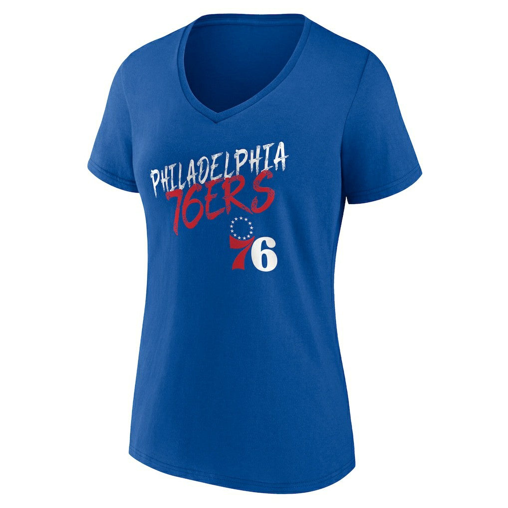Philadelphia 76ers Women's Hustle Custom V-Neck T-Shirt Royal