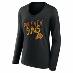 Phoenix Suns Women's Hustle Custom Long Sleeve V-Neck T-Shirt Black