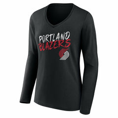 Portland Trail Blazers Women's Hustle Custom Long Sleeve V-Neck T-Shirt Black