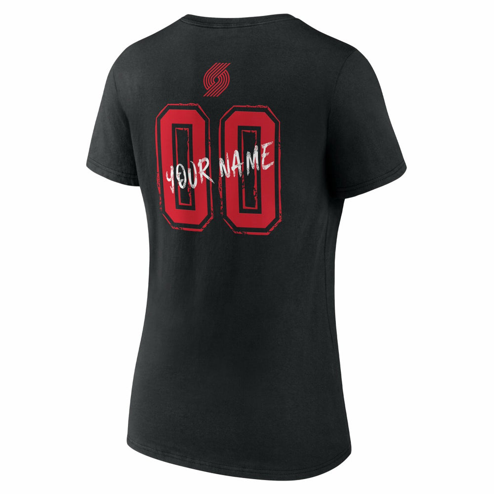 Portland Trail Blazers Women's Hustle Custom V-Neck T-Shirt Black