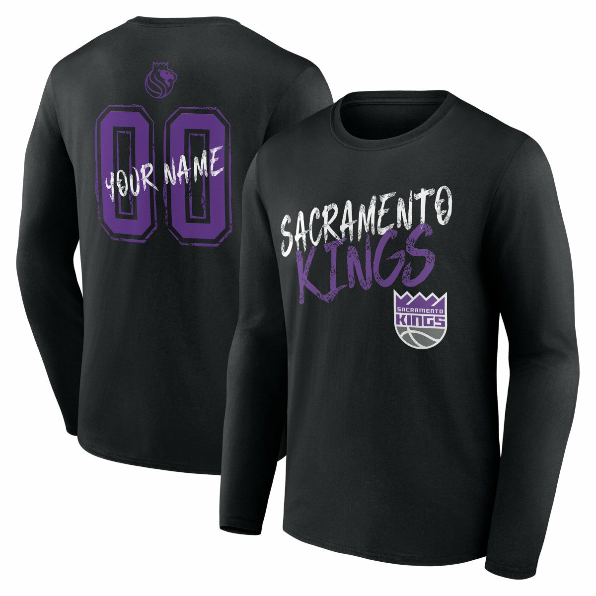 Sacramento Kings Hustle Custom Long Sleeve T-Shirt Black