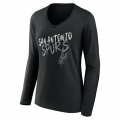 San Antonio Spurs Women's Hustle Custom Long Sleeve V-Neck T-Shirt Black