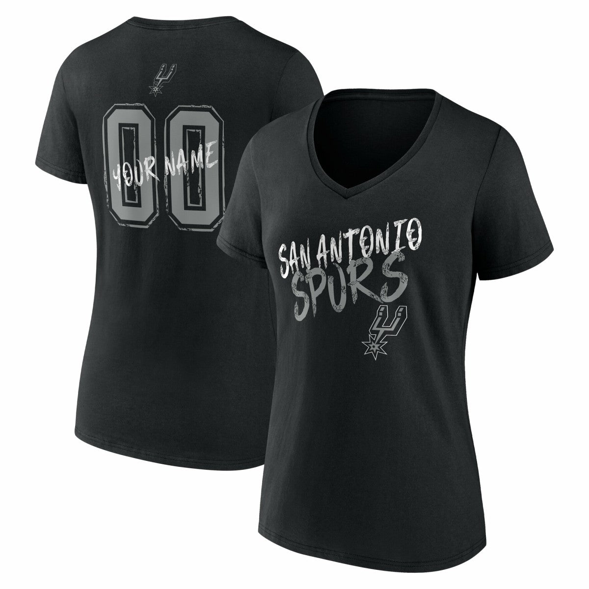San Antonio Spurs Women's Hustle Custom V-Neck T-Shirt Black