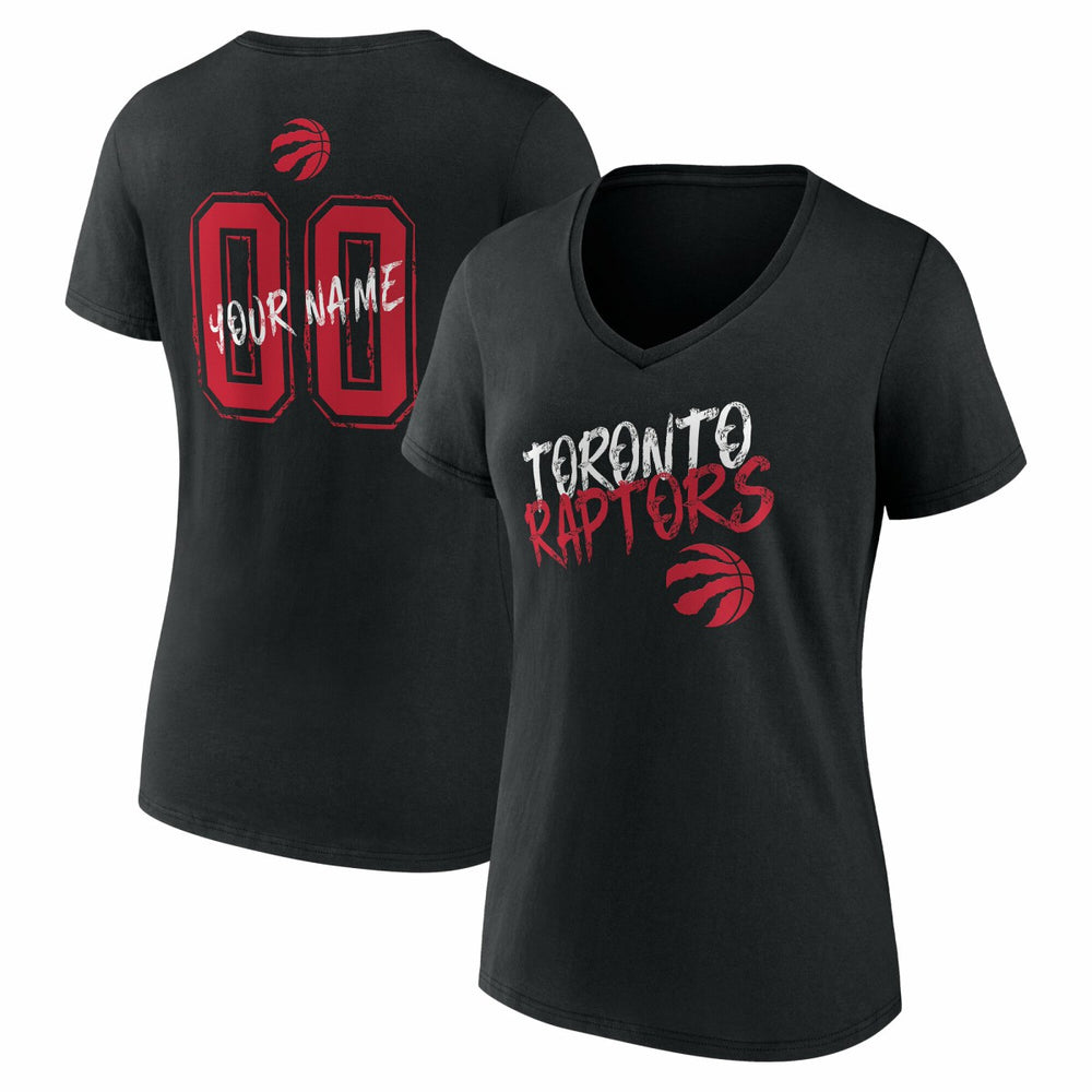 Toronto Raptors Women's Hustle Custom V-Neck T-Shirt Black