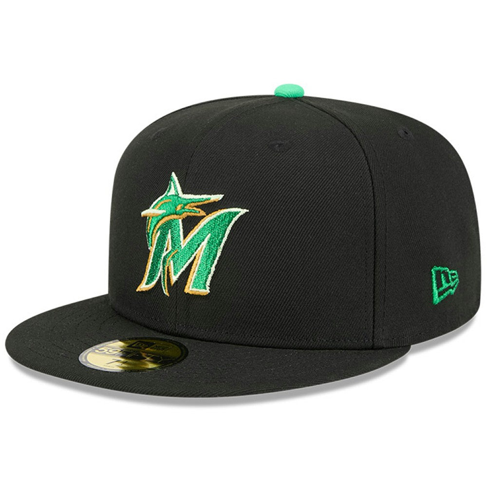 Miami Marlins New Era 2026 St. Patrick's Day 59FIFTY Fitted Hat - Black Hats