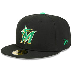 Miami Marlins New Era 2026 St. Patrick's Day 59FIFTY Fitted Hat - Black Hats