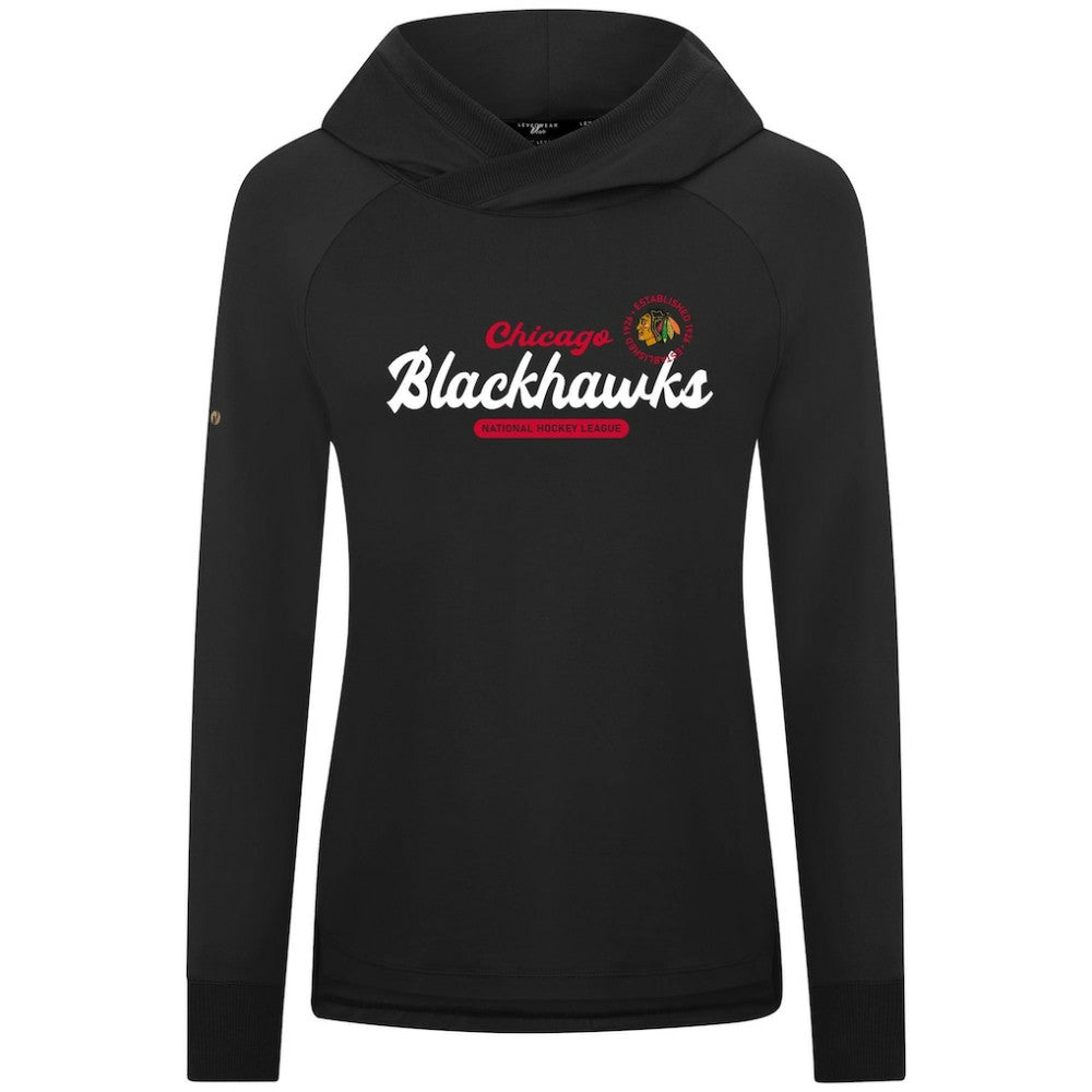 NHL Chicago Blackhawks Levelwear Women's Slender Monument Raglan Pullover Hoodie - Black