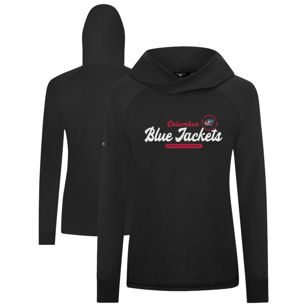 NHL Columbus Blue Jackets Levelwear Women's Slender Monument Raglan Pullover Hoodie - Black