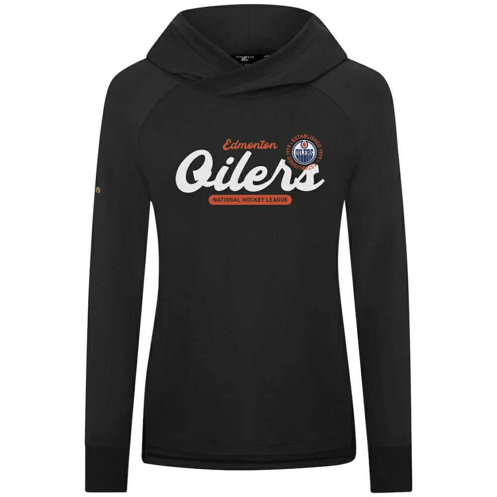 NHL Edmonton Oilers Levelwear Women's Slender Monument Raglan Pullover Hoodie - Black