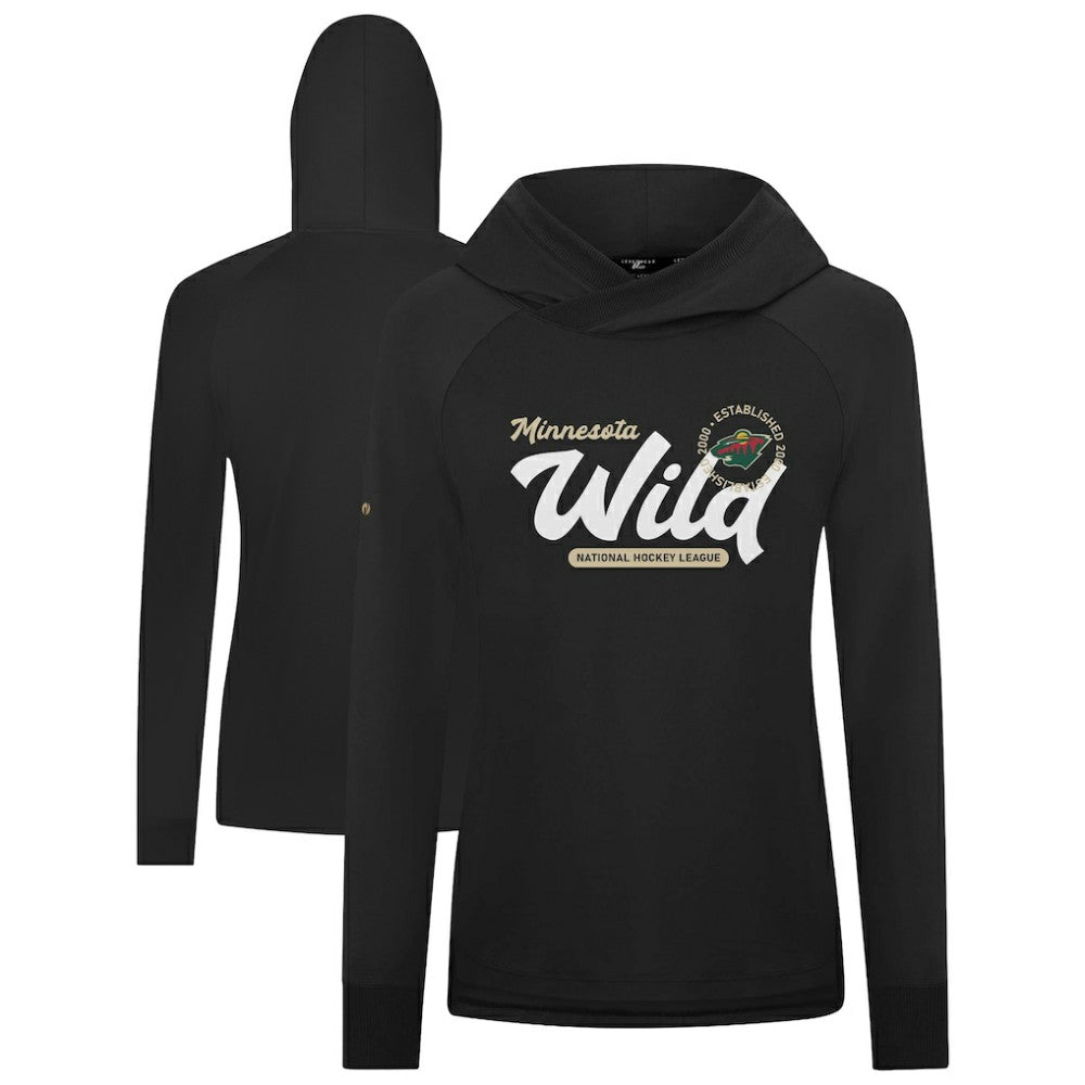 NHL Minnesota Wild Levelwear Women's Slender Monument Raglan Pullover Hoodie - Black
