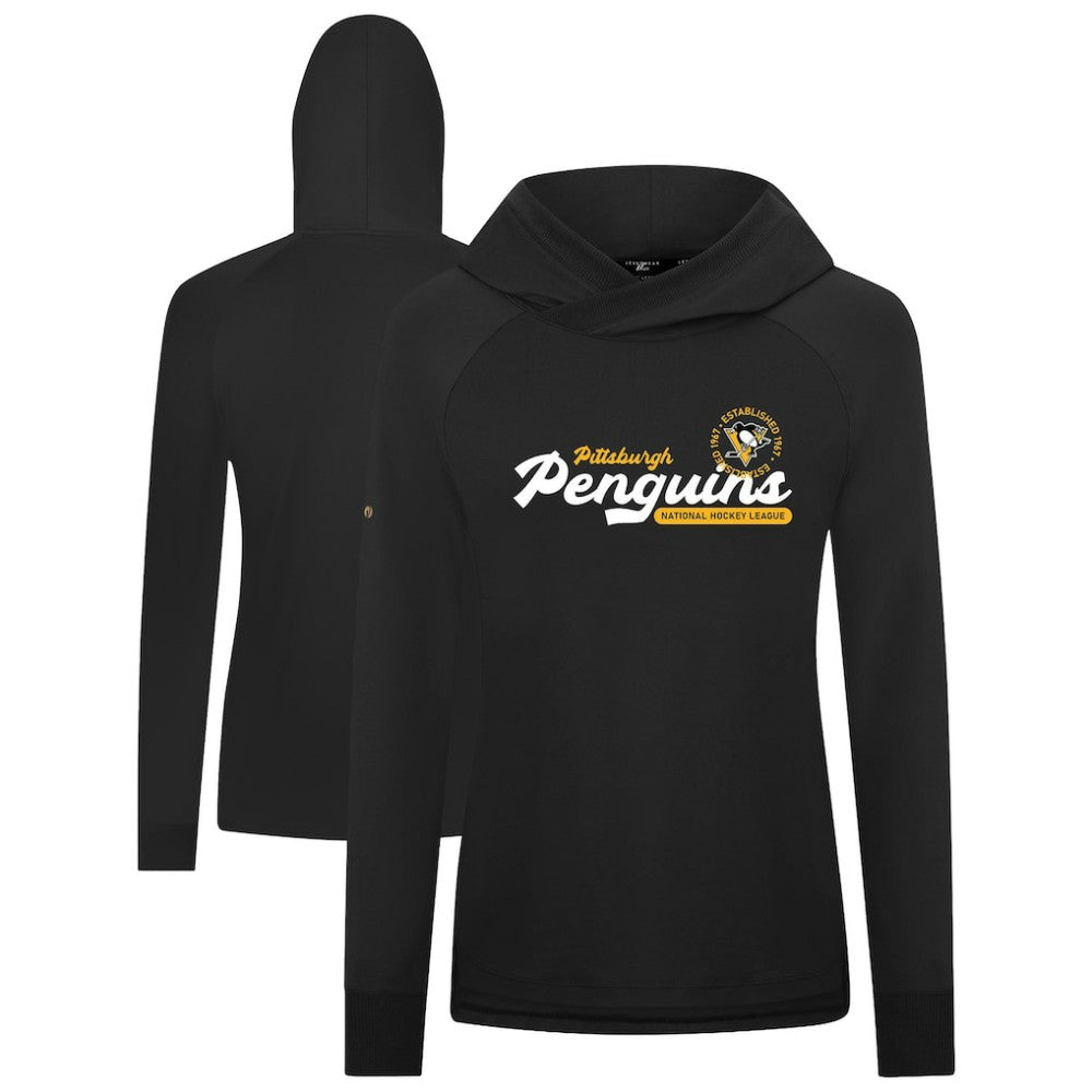 NHL Pittsburgh Penguins Levelwear Women's Slender Monument Raglan Pullover Hoodie - Black