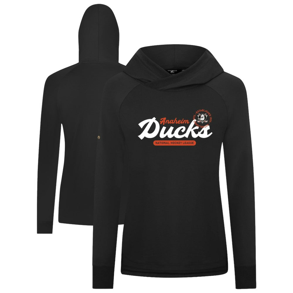 NHL Anaheim Ducks Levelwear Women's Slender Monument Raglan Pullover Hoodie - Black