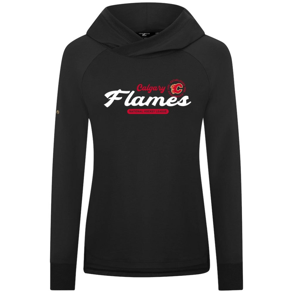 NHL Calgary Flames Levelwear Women's Slender Monument Raglan Pullover Hoodie - Black