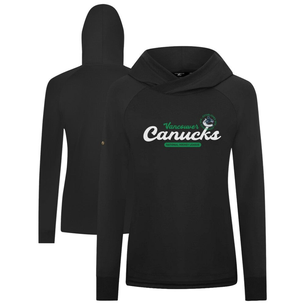 NHL Vancouver Canucks Levelwear Women's Slender Monument Raglan Pullover Hoodie - Black