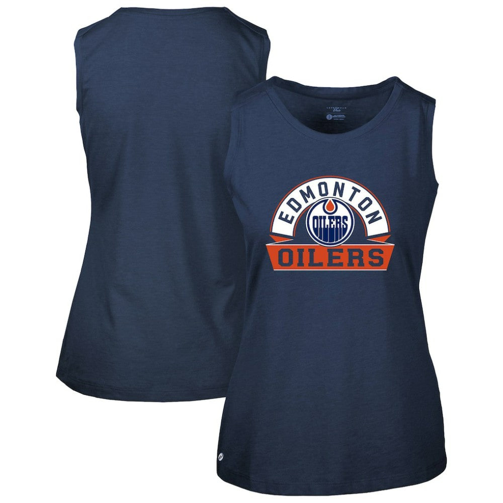 NHL Edmonton Oilers Levelwear Women's Macy Banner Arch Tank Top - Navy