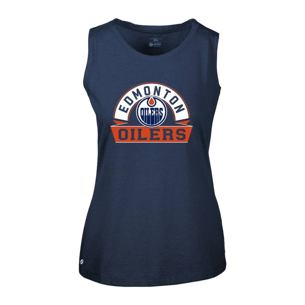 NHL Edmonton Oilers Levelwear Women's Macy Banner Arch Tank Top - Navy