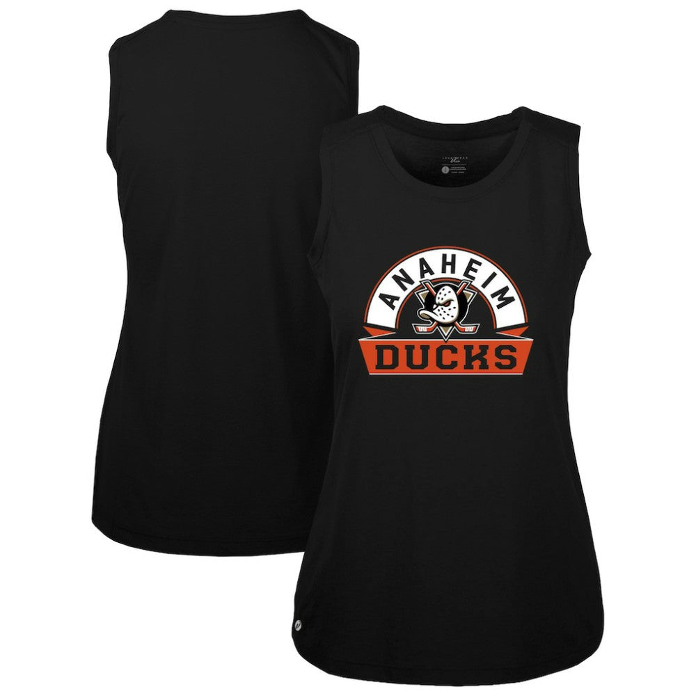 NHL Anaheim Ducks Levelwear Women's Macy Banner Arch Tank Top - Black