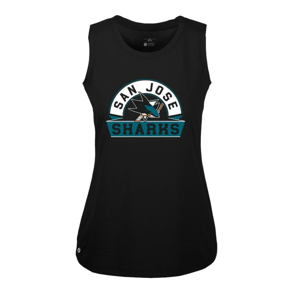 NHL San Jose Sharks Levelwear Women's Macy Banner Arch Tank Top - Black