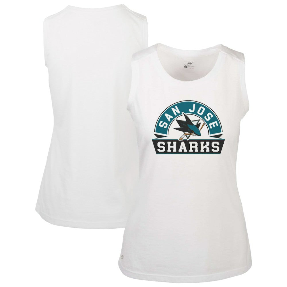 NHL San Jose Sharks Levelwear Women's Macy Banner Arch Tank Top - White